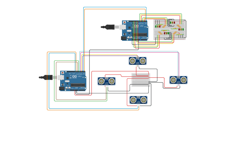 Circuit design Smart 4 way Traffic Light Intersection | Tinkercad