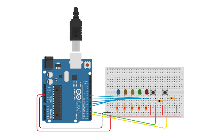 Circuit design Secuencia de leds | Tinkercad