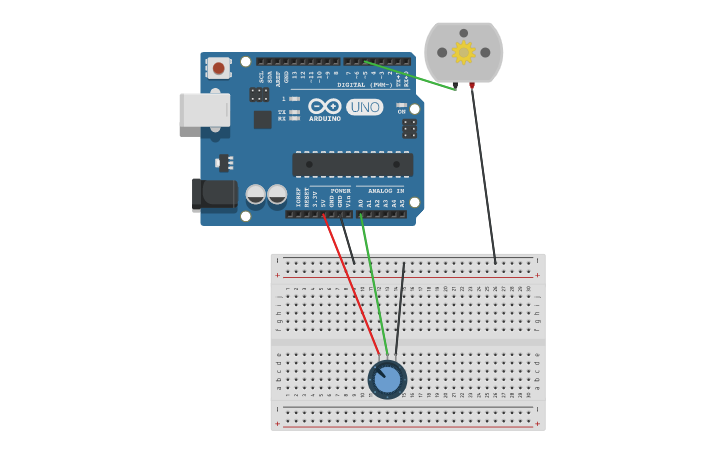 Circuit Design Expt 8 Dc Motor Potentiometer Arduino Tinkercad