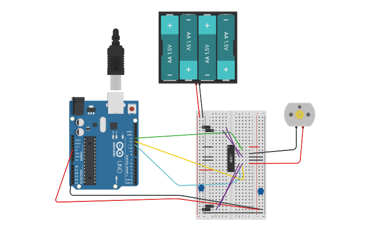 Circuit design Bi Directional DC Motor | Tinkercad