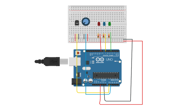 Circuit design Temperature Sensor - Tinkercad