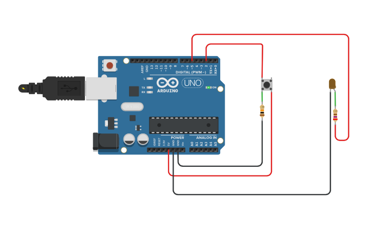Circuit design Basic - Push Button - Tinkercad