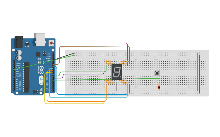 Circuit Design Display 7 Segmentos - Tinkercad