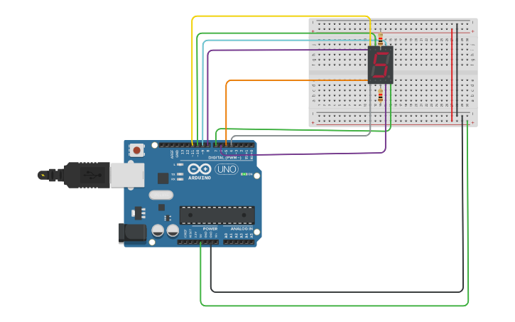 Circuit design 7 segment - Tinkercad