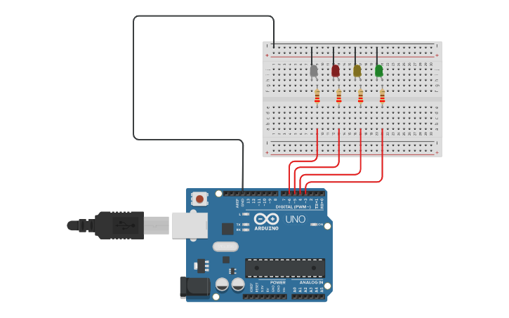 Circuit design Contador Binario Secuencial - Tinkercad