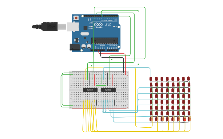 Circuit design LED Matrix - Tinkercad