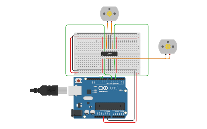 Circuit design Motores CC | Tinkercad