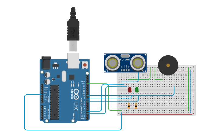 Circuit design Sensor de estacionamento - Tinkercad