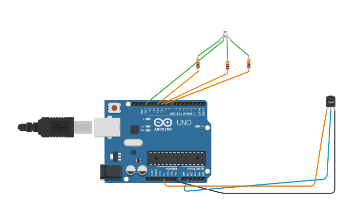 Circuit design temperature sensor - Tinkercad