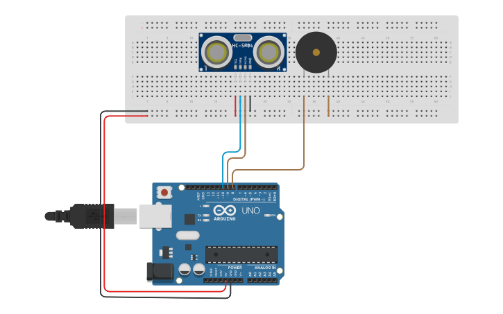 Circuit design Distance Sensor - Tinkercad