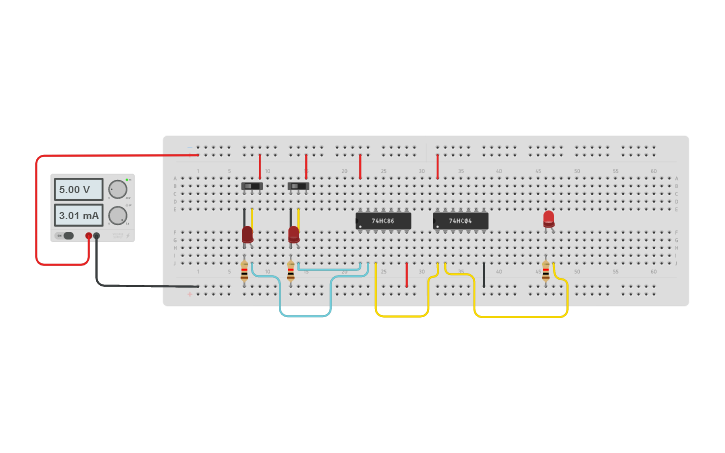 Circuit design 7404 / 7486 XNOR - Tinkercad