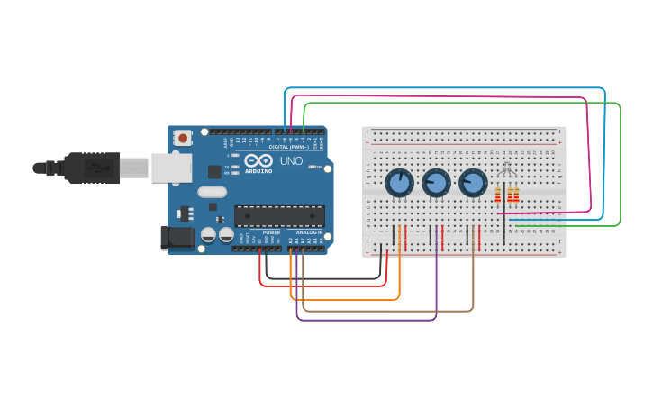 Circuit design Sensores Analogos | Tinkercad