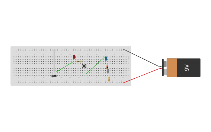 Circuit design leds con un pulsador y un interruptor - Tinkercad