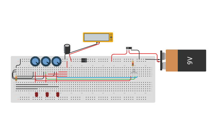 Circuit design RGB Led & Capacitor - Tinkercad