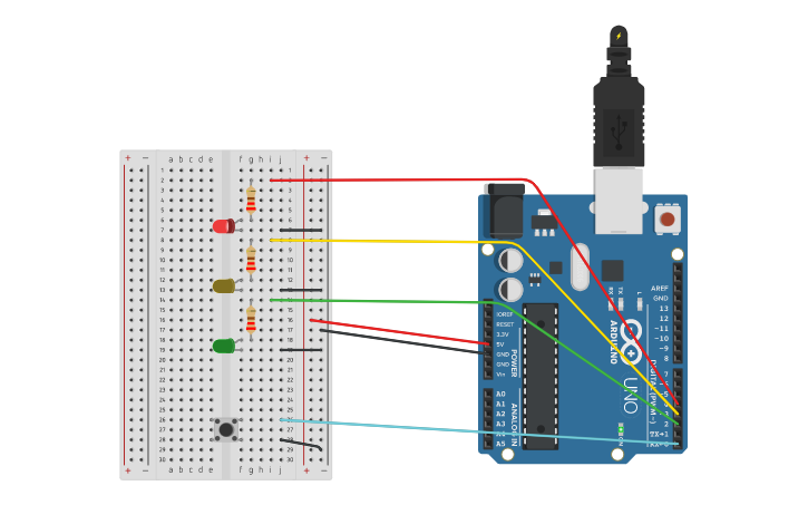 Circuit design Traffic Light | Tinkercad