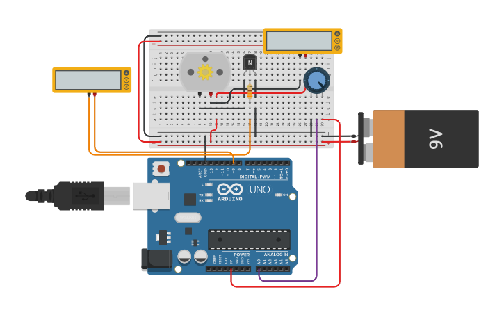 Circuit design Girar Motor - Potenciometro | Tinkercad