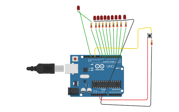 Circuit design con boton - Tinkercad
