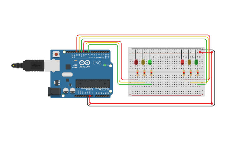 Circuit design Traffic Light Arduino Board Circuit - Tinkercad