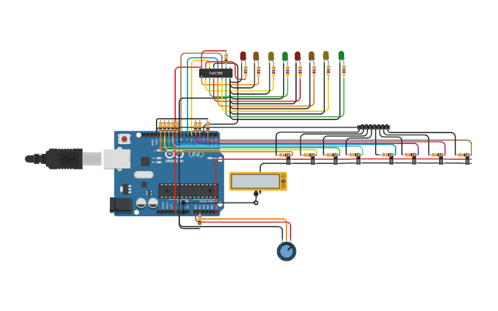 Circuit design Introduction to Shift Registers using LEDs - Tinkercad