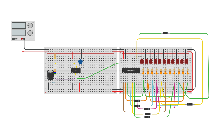 Circuit design leds delizables 4017 | Tinkercad