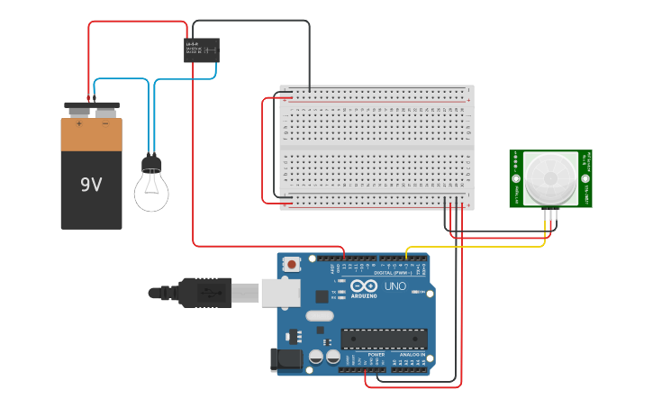 Circuit design ARDUINO UNO + PIR SENSOR | Tinkercad