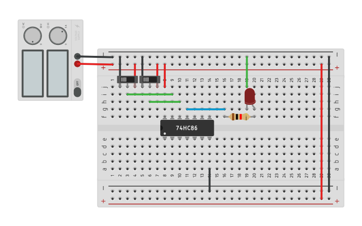 Circuit design XOR gate - Tinkercad