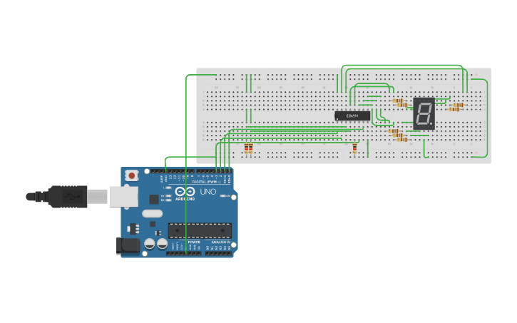Contador Arduino Circuit design CONTADOR DESCENDENTE 4 BITS ARDUINO - Tinkercad