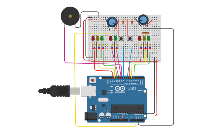 Circuit design Traffic light controller | Tinkercad