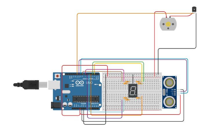 Circuit design 7 segment display - Tinkercad