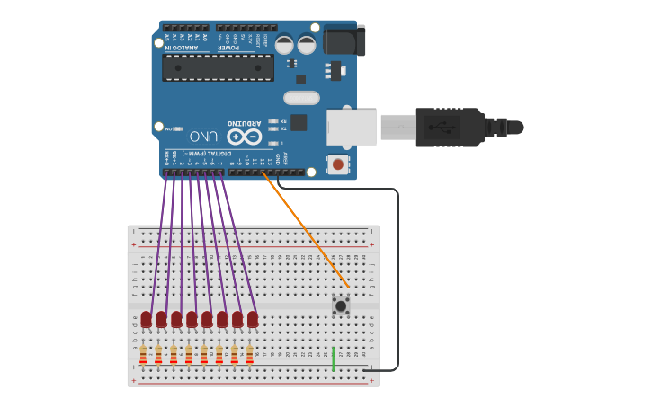 Circuit design Random 8-bit digit - Tinkercad