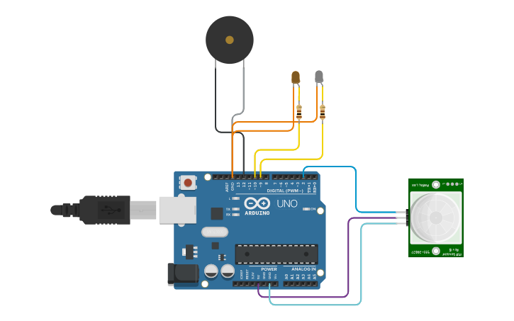 Circuit design 3/4_33_pir motion sensor | Tinkercad