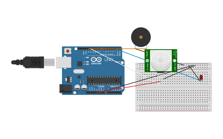 Circuit design PIR Motion Sensor - Tinkercad