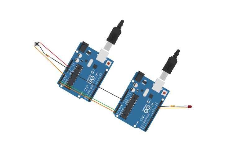 Circuit design I2C Communication between two arduino - Tinkercad