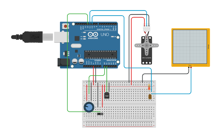 Circuit design Servo motor circuit with Arduino Uno - Tinkercad