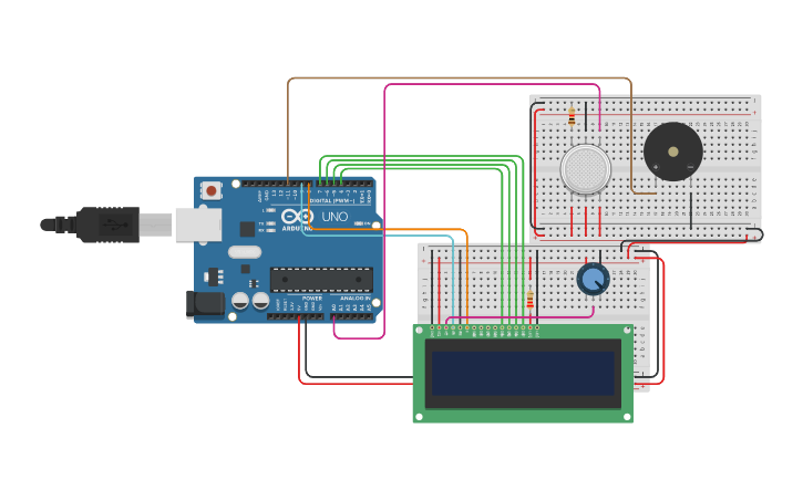 Circuit Design Pollution Monitoring System - Tinkercad