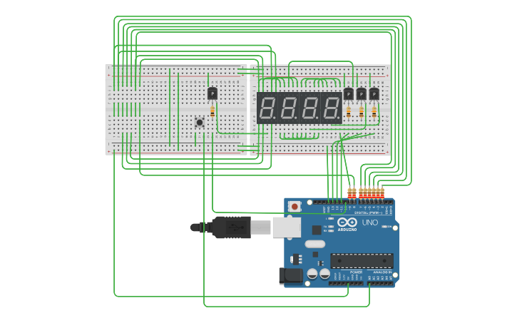 Circuit design 4位七段顯示器 - Tinkercad