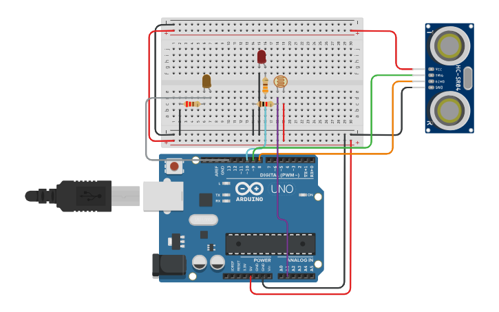 Circuit design sistema de luz inteligente fase 2 - Tinkercad