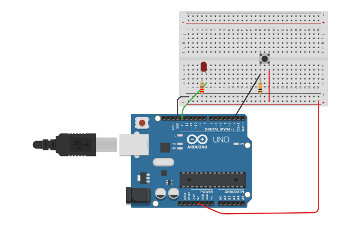 Circuit design Pull Down Button | Tinkercad