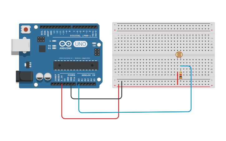 Circuit design Photoresistor - Tinkercad