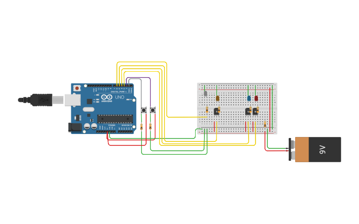 Circuit design Multiple Buttons | Tinkercad
