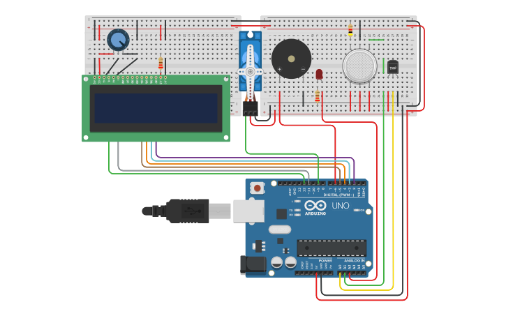 Circuit design Fire Alarm System - Tinkercad