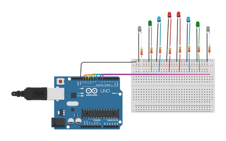 Circuit design Led Array - Tinkercad