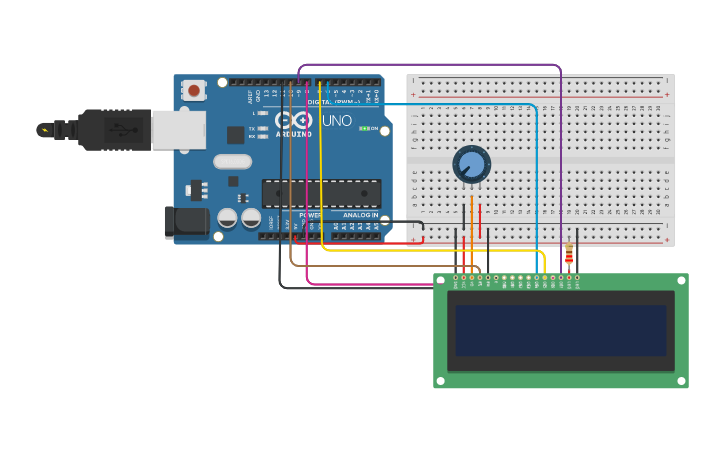 Circuit design Interfacing of LCD with Arduino - Tinkercad