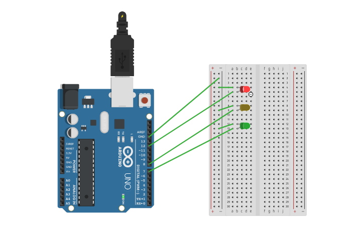 Circuit design Traffic Light Using Arduino - Tinkercad