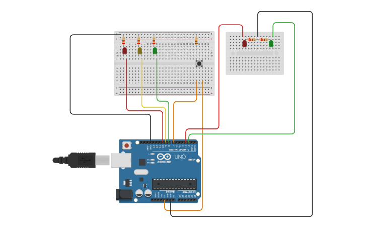 Circuit design SEMAFORO (IF - ELSE) - Tinkercad