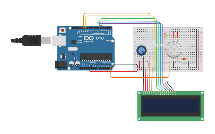 Circuit design Sensor de Humo - Tinkercad