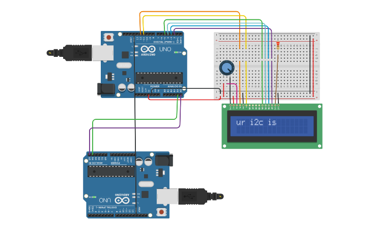 Circuit design I2C protocol - Tinkercad