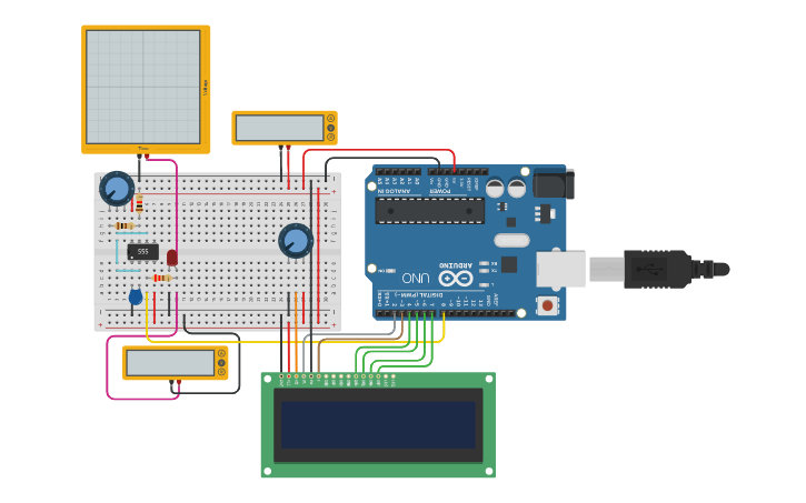 Circuit design Arduino frequency counter - Tinkercad