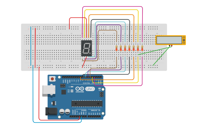 Circuit design (Display 7 segmentos) 02 | Tinkercad