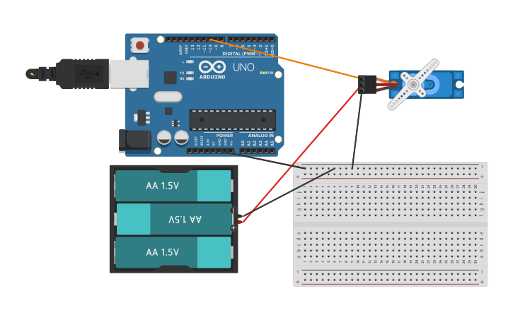 Circuit design Servo motor - Tinkercad